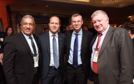 מועידת המלונאים מהיום: עודף הרגולציה גורם ליוקר הנופש בישראל שר התיירות יריב לוין, אלי גונן, מאיר יצחק הלוי וניר ברקת. צילום: נמרוד ארונוב